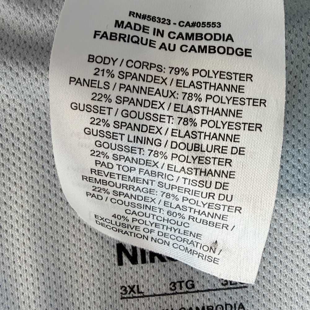 Nike Pro Padded Compression Shorts 3XL White Football Base Layer Adult Mens - Picture 6 of 6